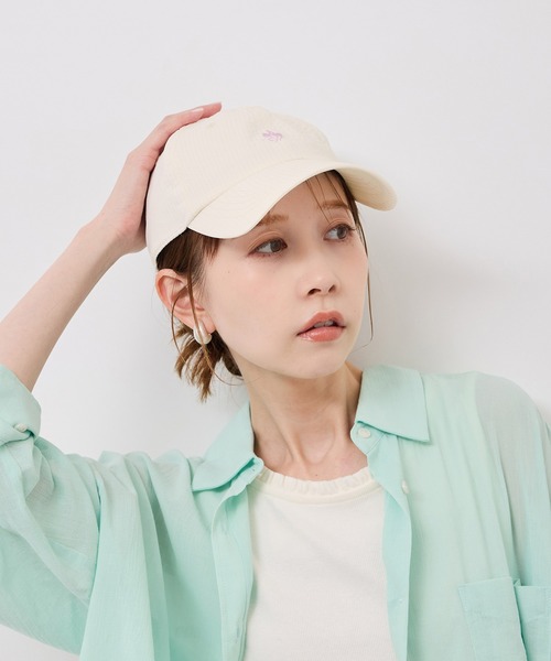 POLO BCS(ポロ ビーシーエス)の「【POLO BCS/ポロ ビーシーエス別注】サッカーストライプロゴ刺繍キャップ(キャップ・レディース・キナリ/グレー系その他/ネイビー・FREE)」の1枚目の写真