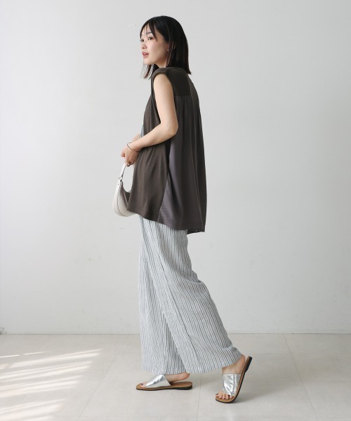 Bou Jeloud（ブージュルード）の「異素材プリントチュニック（チュニック・レディース・カーキ/チャコールグレー・FREE）」の7枚目の写真