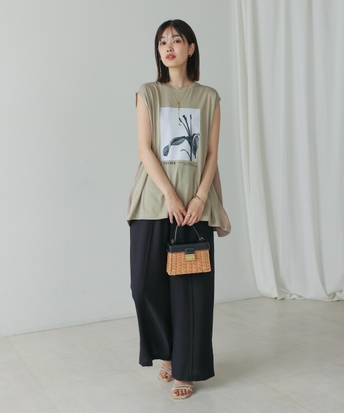 Bou Jeloud（ブージュルード）の「異素材プリントチュニック（チュニック・レディース・カーキ/チャコールグレー・FREE）」の20枚目の写真