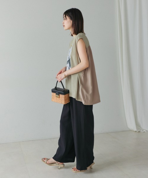 Bou Jeloud（ブージュルード）の「異素材プリントチュニック（チュニック・レディース・カーキ/チャコールグレー・FREE）」の21枚目の写真