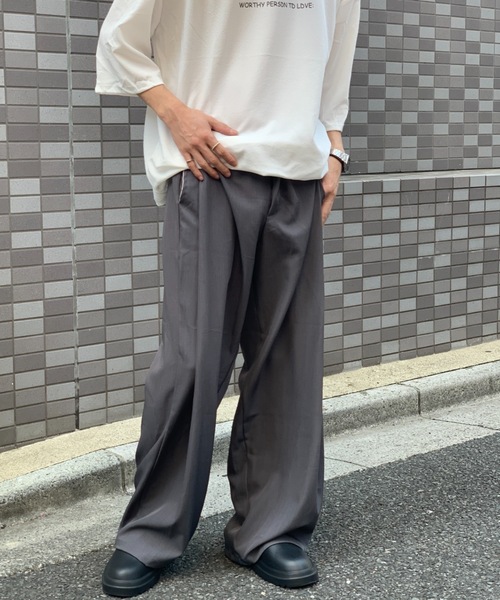 seya. ワイドスラックス　ss SSL2214 【ベルト付き】ピンタックワイドスラックス スラックス