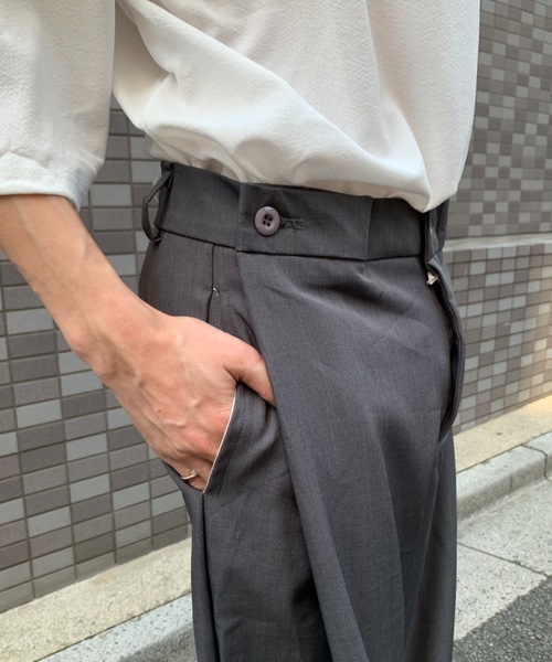 ousph スラックス グレー ワイドシルエット タック入り 美ライン タオバオ 2タックワイドスラックスパンツ｜ACLENT（アクレント）