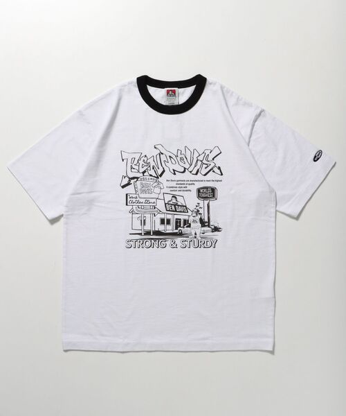 BEN DAVIS/WHITE LABEL（ベンデイビス ホワイトラベル）の「【BEN DAVIS（ベンデイビス）】WASHOUT PRINT RINGER TEE / Tシャツ 半袖 クルーネック オーバーサイズ リンガー 刺繍（Tシャツ/カットソー・メンズ・オフホワイト/アッシュグレー/ホワイト・MEDIUM/LARGE/X-LARGE）」の6枚目の写真