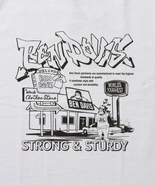 BEN DAVIS/WHITE LABEL（ベンデイビス ホワイトラベル）の「【BEN DAVIS（ベンデイビス）】WASHOUT PRINT RINGER TEE / Tシャツ 半袖 クルーネック オーバーサイズ リンガー 刺繍（Tシャツ/カットソー・メンズ・オフホワイト/アッシュグレー/ホワイト・MEDIUM/LARGE/X-LARGE）」の4枚目の写真