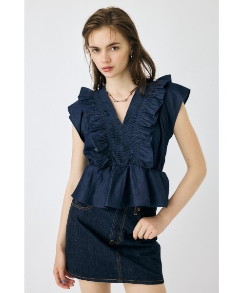 【変形ブラウス✨】ENFÖLD OFF-NECK PEPLUM PULLOVER PLEATS PULLOVER（300HS530－0780