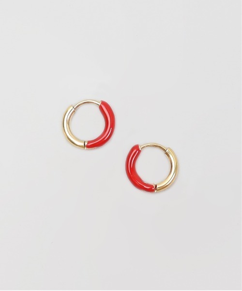 ieLS(イエルズ)の「金属アレルギー対応「ieLS」ステンレス バイカラーエナメルフープ(ピアス(両耳用)・レディース・オレンジ/ブラック/ホワイト/グリーン/ライトブルー/レッド/イエロー/パープル/ピンク・ONE SIZE)」の1枚目の写真