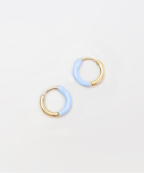 ieLS(イエルズ)の「金属アレルギー対応「ieLS」ステンレス バイカラーエナメルフープ(ピアス(両耳用)・レディース・オレンジ/ブラック/ホワイト/グリーン/ライトブルー/レッド/イエロー/パープル/ピンク・ONE SIZE)」の11枚目の写真