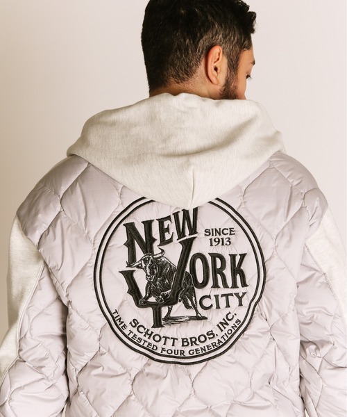 Schott/ショット/QUILTED COMBI. ZIP HOODED/キルティング コンビ