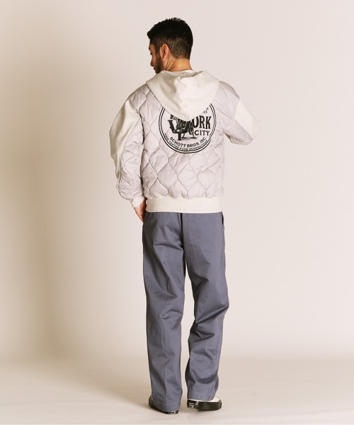schott(ショット)の「Schott/ショット/QUILTED COMBI. ZIP HOODED/キルティング コンビ ジップパーカー(パーカー・メンズ・オートミール/ブラック/ブルーグレー・M/L/XL/2XL)」の18枚目の写真