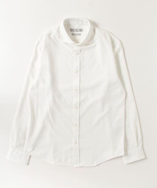 HIGH STREET（ハイストリート）の「ﾘﾌﾗｸｽｴｺｽﾄﾚｯﾁｶｯﾀｳｪｲｼｬﾂ（ビジネスシャツ・メンズ・ベージュ/ブルー/アイボリー・L/M/S/LL）」の4枚目の写真