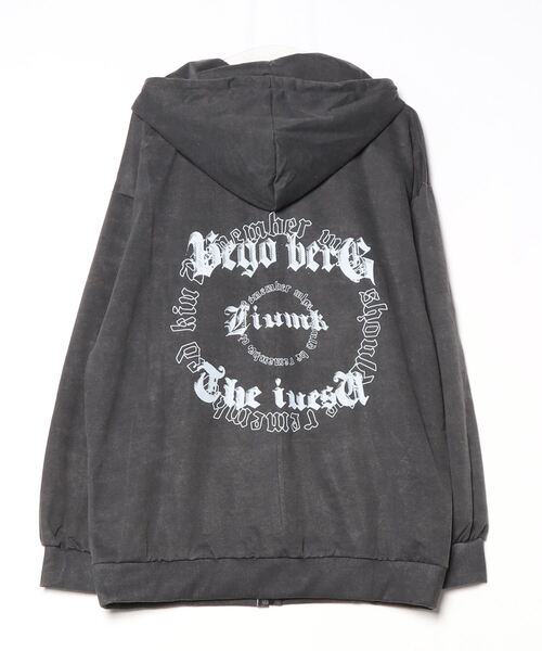 セール】vintage like zip graphic hoodie / ヴィンテージライク