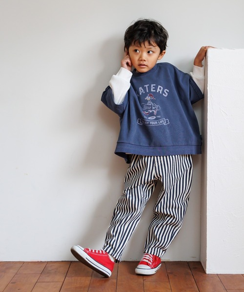 MAKE YOUR DAY(メイクユアデイ)の「製品染めミニ裏毛7分袖Tシャツ■80~140cm(Tシャツ/カットソー・キッズ・ネイビー/パープル/グリーン・140/80/110/90/120/100/130)」の12枚目の写真