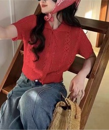 MAISON CARRÉE半袖ニット レッド 12G1P 2X2 RIB RIBBED SWEATER(S Red): Vintage 1.2｜THE SHOP