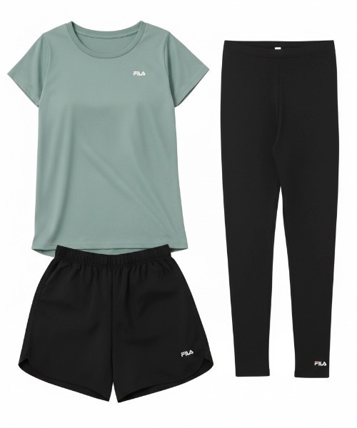 FILA（フィラ）の「マルチウェイ セットアップ 3点セット (ラッシュガード / フィットネスフェア)（ラッシュガード・レディース・ホワイト系/ダークパープル/ミント/ベージュ/グレー系/ブラック×ピンク・SMALL/MEDIUM/X-LARGE/LARGE/XXXX-LARGE/XXX-LARGE/XX-LARGE）」の5枚目の写真