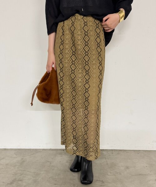 Lounge dress ラウンジドレス幾何ニットスカート　ロングスカート LOUNGEDRESS（ラウンジドレス）の「幾何スカート（スカート