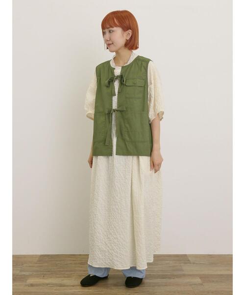【miyoさま専用】サマンサモスモス　前立てレース切替ワンピース　モカ　Sサイズ miyoさま専用】サマンサモスモス 前立てレース切替ワンピース