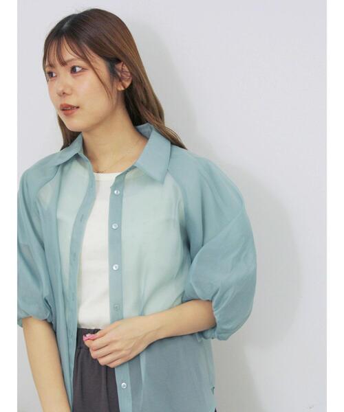 ehka sopo（エヘカソポ）の「バルーンスリーブシアーシャツ（シャツ/ブラウス・レディース・ピンク/グリーン/グレー/キナリ・F）」の3枚目の写真