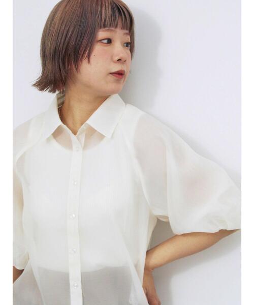 ehka sopo（エヘカソポ）の「バルーンスリーブシアーシャツ（シャツ/ブラウス・レディース・ピンク/グリーン/グレー/キナリ・F）」の2枚目の写真