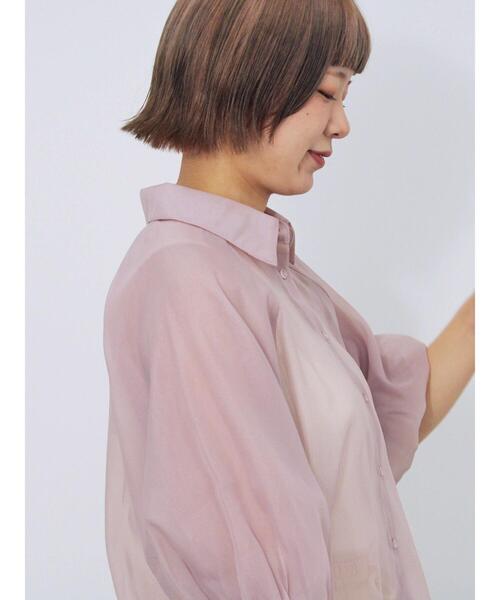 ehka sopo（エヘカソポ）の「バルーンスリーブシアーシャツ（シャツ/ブラウス・レディース・ピンク/グリーン/グレー/キナリ・F）」の5枚目の写真