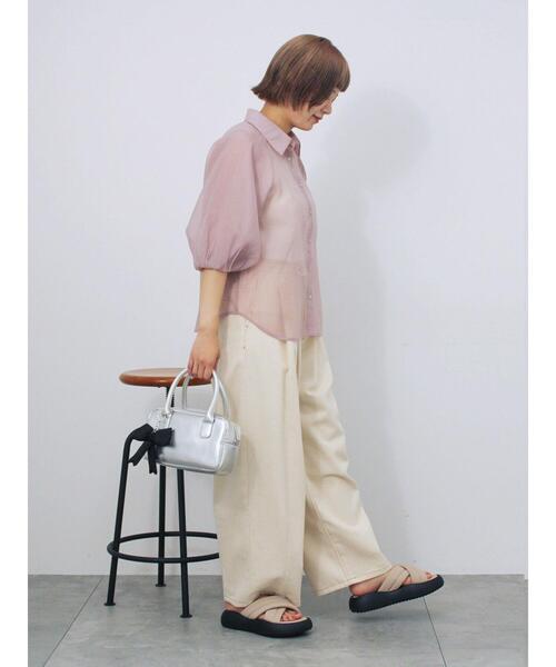 ehka sopo（エヘカソポ）の「バルーンスリーブシアーシャツ（シャツ/ブラウス・レディース・ピンク/グリーン/グレー/キナリ・F）」の9枚目の写真