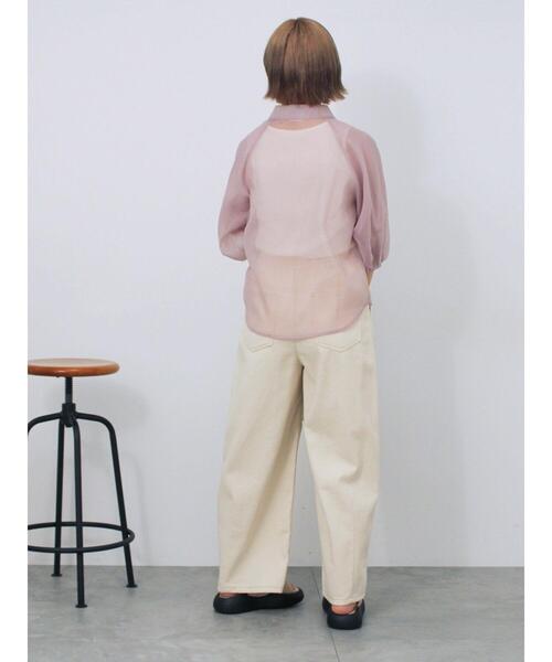 ehka sopo（エヘカソポ）の「バルーンスリーブシアーシャツ（シャツ/ブラウス・レディース・ピンク/グリーン/グレー/キナリ・F）」の10枚目の写真