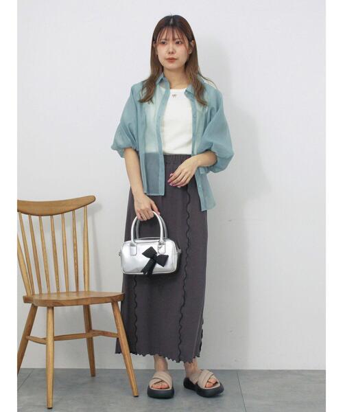 ehka sopo（エヘカソポ）の「バルーンスリーブシアーシャツ（シャツ/ブラウス・レディース・ピンク/グリーン/グレー/キナリ・F）」の17枚目の写真