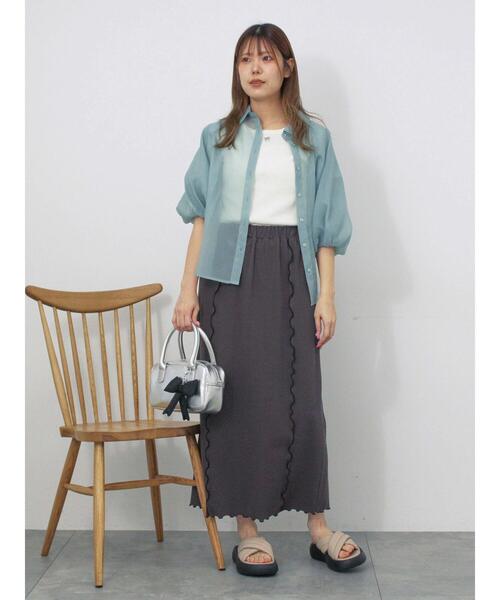 ehka sopo（エヘカソポ）の「バルーンスリーブシアーシャツ（シャツ/ブラウス・レディース・ピンク/グリーン/グレー/キナリ・F）」の18枚目の写真