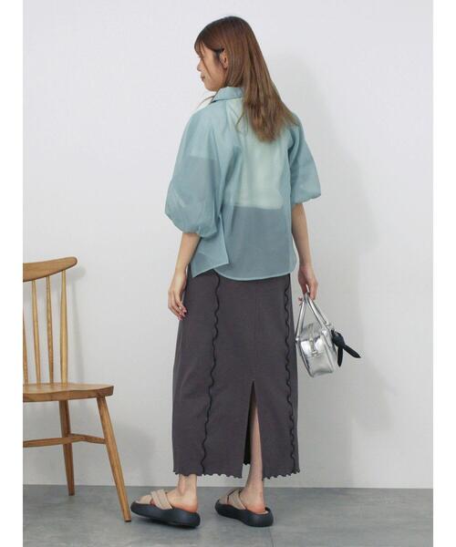 ehka sopo（エヘカソポ）の「バルーンスリーブシアーシャツ（シャツ/ブラウス・レディース・ピンク/グリーン/グレー/キナリ・F）」の20枚目の写真