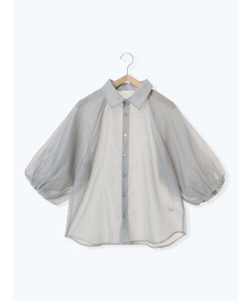 ehka sopo（エヘカソポ）の「バルーンスリーブシアーシャツ（シャツ/ブラウス・レディース・ピンク/グリーン/グレー/キナリ・F）」の21枚目の写真