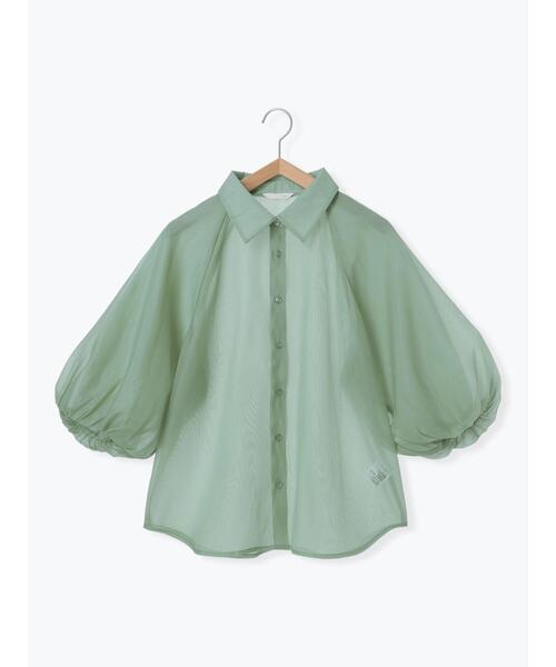 ehka sopo（エヘカソポ）の「バルーンスリーブシアーシャツ（シャツ/ブラウス・レディース・ピンク/グリーン/グレー/キナリ・F）」の22枚目の写真