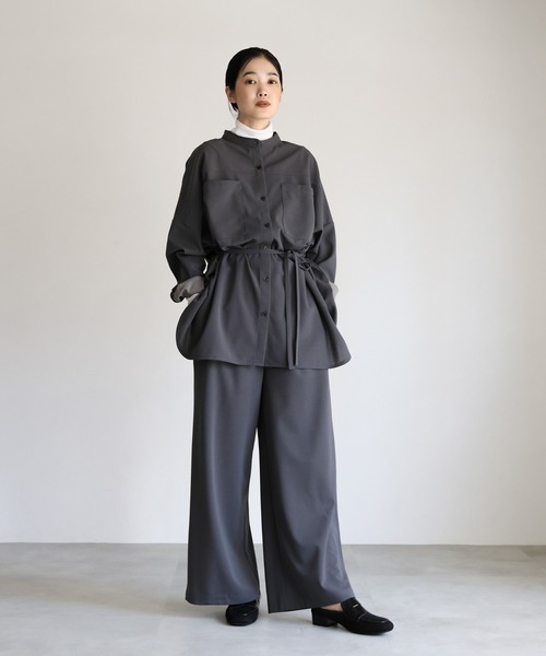 Et】Cut-out Georgette Blouse Pants Set（セットアップ）｜select