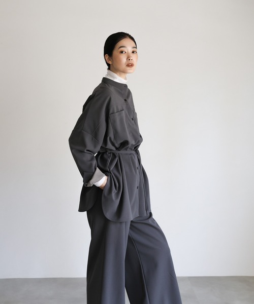 select MOCA Et（セレクトモカエト）の「【Et】Cut-out Georgette Blouse Pants Set（セットアップ・レディース・チャコール/ベージュ/ブラウン・LARGE/MEDIUM）」の14枚目の写真