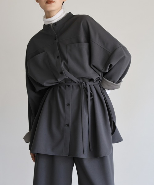 select MOCA Et（セレクトモカエト）の「【Et】Cut-out Georgette Blouse Pants Set（セットアップ・レディース・チャコール/ベージュ/ブラウン・LARGE/MEDIUM）」の5枚目の写真