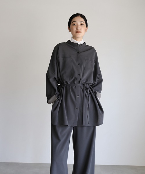 select MOCA Et（セレクトモカエト）の「【Et】Cut-out Georgette Blouse Pants Set（セットアップ・レディース・チャコール/ベージュ/ブラウン・LARGE/MEDIUM）」の6枚目の写真
