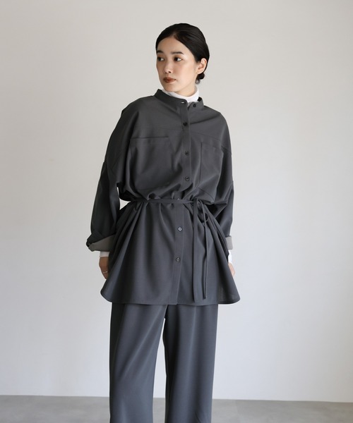 select MOCA Et（セレクトモカエト）の「【Et】Cut-out Georgette Blouse Pants Set（セットアップ・レディース・チャコール/ベージュ/ブラウン・LARGE/MEDIUM）」の13枚目の写真