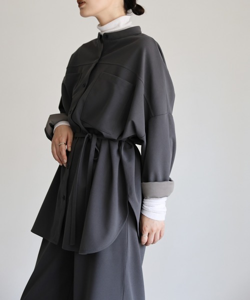 select MOCA Et（セレクトモカエト）の「【Et】Cut-out Georgette Blouse Pants Set（セットアップ・レディース・チャコール/ベージュ/ブラウン・LARGE/MEDIUM）」の9枚目の写真