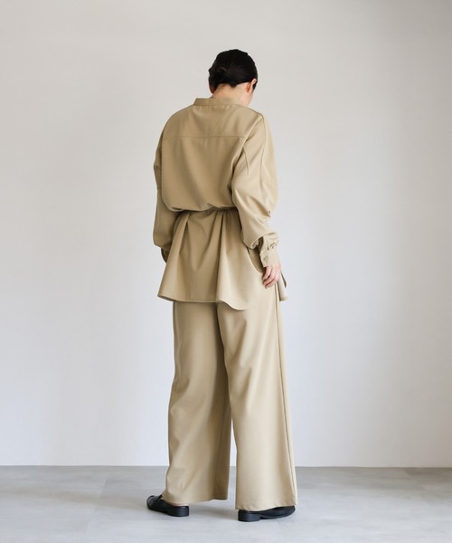 セール】【Et】Cut-out Georgette Blouse Pants Set（セットアップ