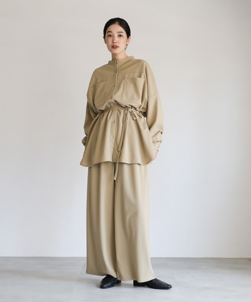 Et】Cut-out Georgette Blouse Pants Set（セットアップ）｜select