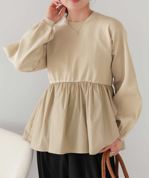 ペプラムドッキングニットプルオーバー（ニット/セーター）｜titivate