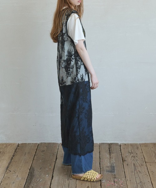 Crisp（クリスプ）の「Vネックチュールレースワンピース（ワンピース・レディース・ブラック/ナチュラル・FREE）」の5枚目の写真