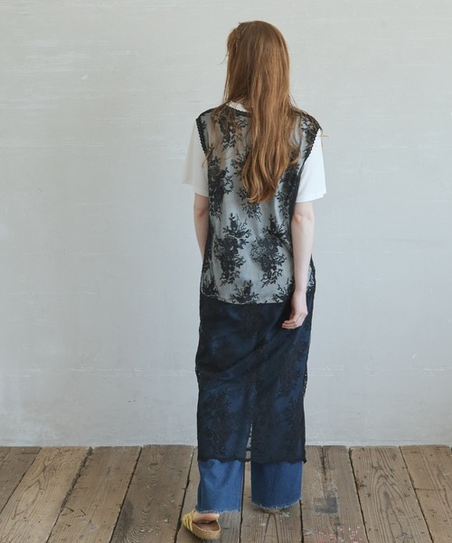 Crisp（クリスプ）の「Vネックチュールレースワンピース（ワンピース・レディース・ブラック/ナチュラル・FREE）」の6枚目の写真