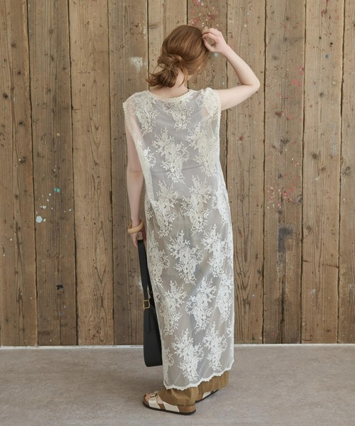 Crisp（クリスプ）の「Vネックチュールレースワンピース（ワンピース・レディース・ブラック/ナチュラル・FREE）」の13枚目の写真