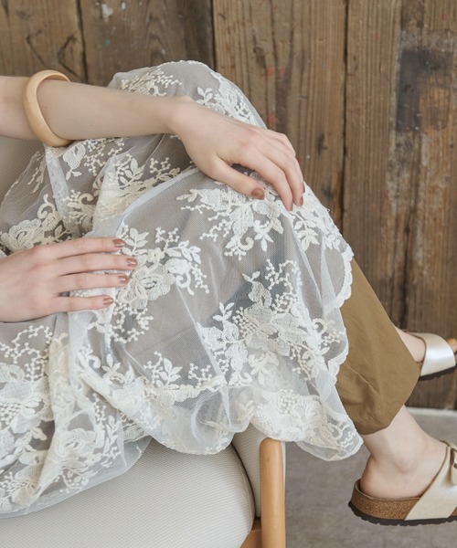 Crisp（クリスプ）の「Vネックチュールレースワンピース（ワンピース・レディース・ブラック/ナチュラル・FREE）」の18枚目の写真