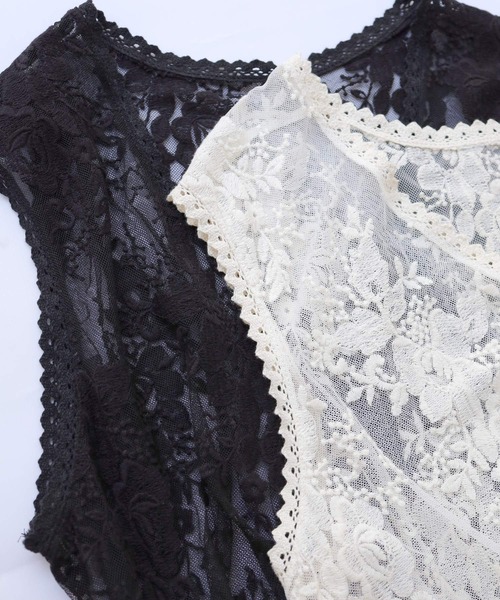 Crisp（クリスプ）の「Vネックチュールレースワンピース（ワンピース・レディース・ブラック/ナチュラル・FREE）」の19枚目の写真