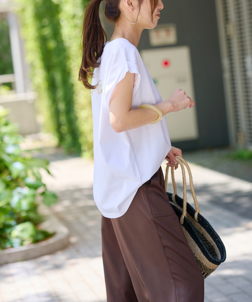 JOURNAL STANDARD relume(ジャーナルスタンダード レリューム)の「《追加2》刺繍ロゴフレンチTEE(Tシャツ/カットソー・レディース・ホワイト×ホワイト・FREE)」の7枚目の写真