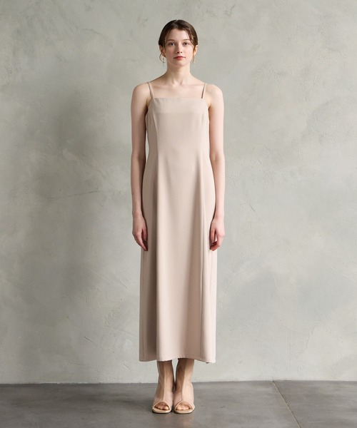 フラワーモール刺繍キーネックブラウス×Iラインキャミソール