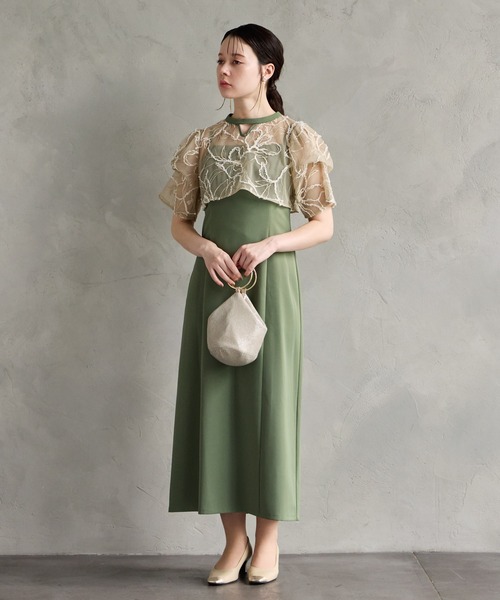 2点セット　キャミソールワンピース　ブラウス　レース　東京ソワール 東京ソワール レースブラウス付きワンピース 2点セット 【結婚式