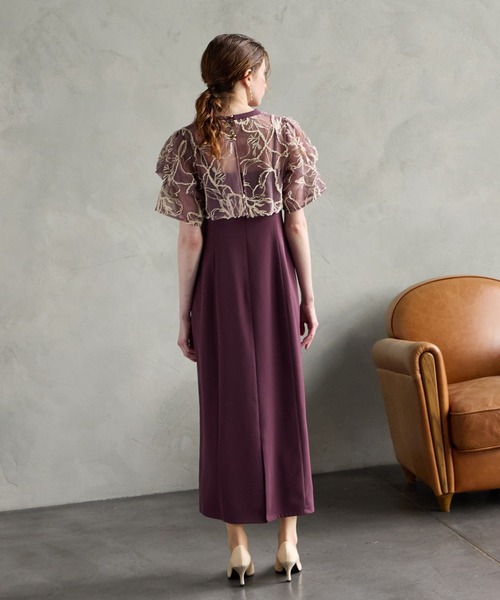 AIMER(エメ)の「フラワーモール刺繍キーネックブラウス×Iラインキャミソールワンピース 2点セットパーティードレス 結婚式 お呼ばれ ドレス 20代 30代(ドレス・レディース・ブラック/カーキ/レッド系その他/ベージュ/グリーン/スカイブルー・SMALL/MEDIUM/LARGE)」の12枚目の写真