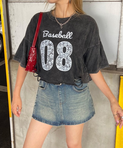 non-hedge(ノンヘッジ)の「ブリーチロゴショート丈Tシャツ(Tシャツ/カットソー・レディース・ブラック×ホワイト/ピンク/ブラック×ブラック/ブラック・FREE)」の19枚目の写真