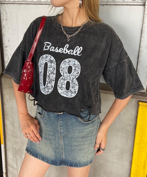 non-hedge(ノンヘッジ)の「ブリーチロゴショート丈Tシャツ(Tシャツ/カットソー・レディース・ブラック×ホワイト/ピンク/ブラック×ブラック/ブラック・FREE)」の20枚目の写真